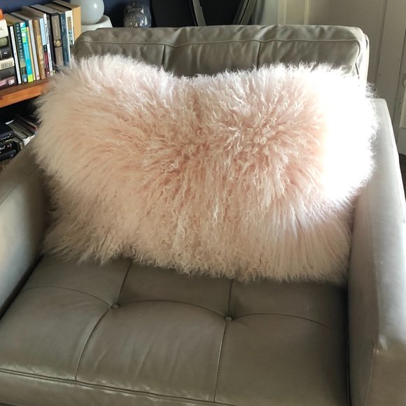 Z Gallerie Accents Z Gallerie Light Pink Mongolian Fur Pillow Brand